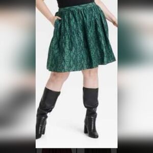 Ava & Viv Green A-Line Skirt Plus Dark Boho,Wichty Chic, Romantic Goth
